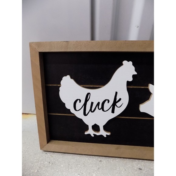 NEW Hen Pig Cow Pig Chuck Oink Moo Country Wall Art Rustic Home Farmhouse Wood - Picture 2 of 6